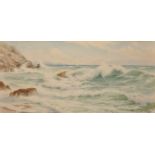 Ernest Stuart (act.c.1889-1915) British. A Coastal Scene, with Waves Breaking, Watercolour,