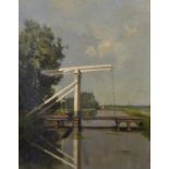 Bernard Schregal (1870-1956) Dutch. Study of a Drawbridge, Oil on Canvas, Signed, and Signed and