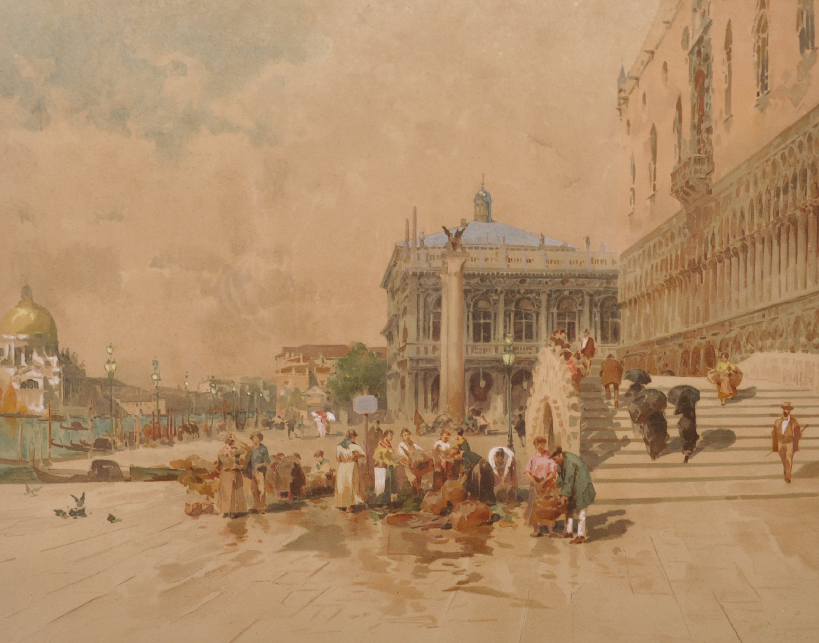 Early 20th Century Italian School. A Venetian Street Scene with Figures, CHROMOLITHOGRAPH,