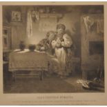 After Vladimir Egorovitch Makovski (1846-1920) Russian. Figures in a Candlelit Interior, Lithograph,