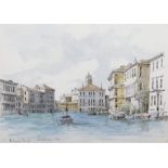 Paul James Gunn (1922-2001) British. "The Grand Canal", a Venetian Scene, with Boats, Watercolour,