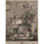 After Jan van Huysum (1682-1749) Dutch. "A Flower Piece", Mezzotint, in a Hogarth Gilt and Black