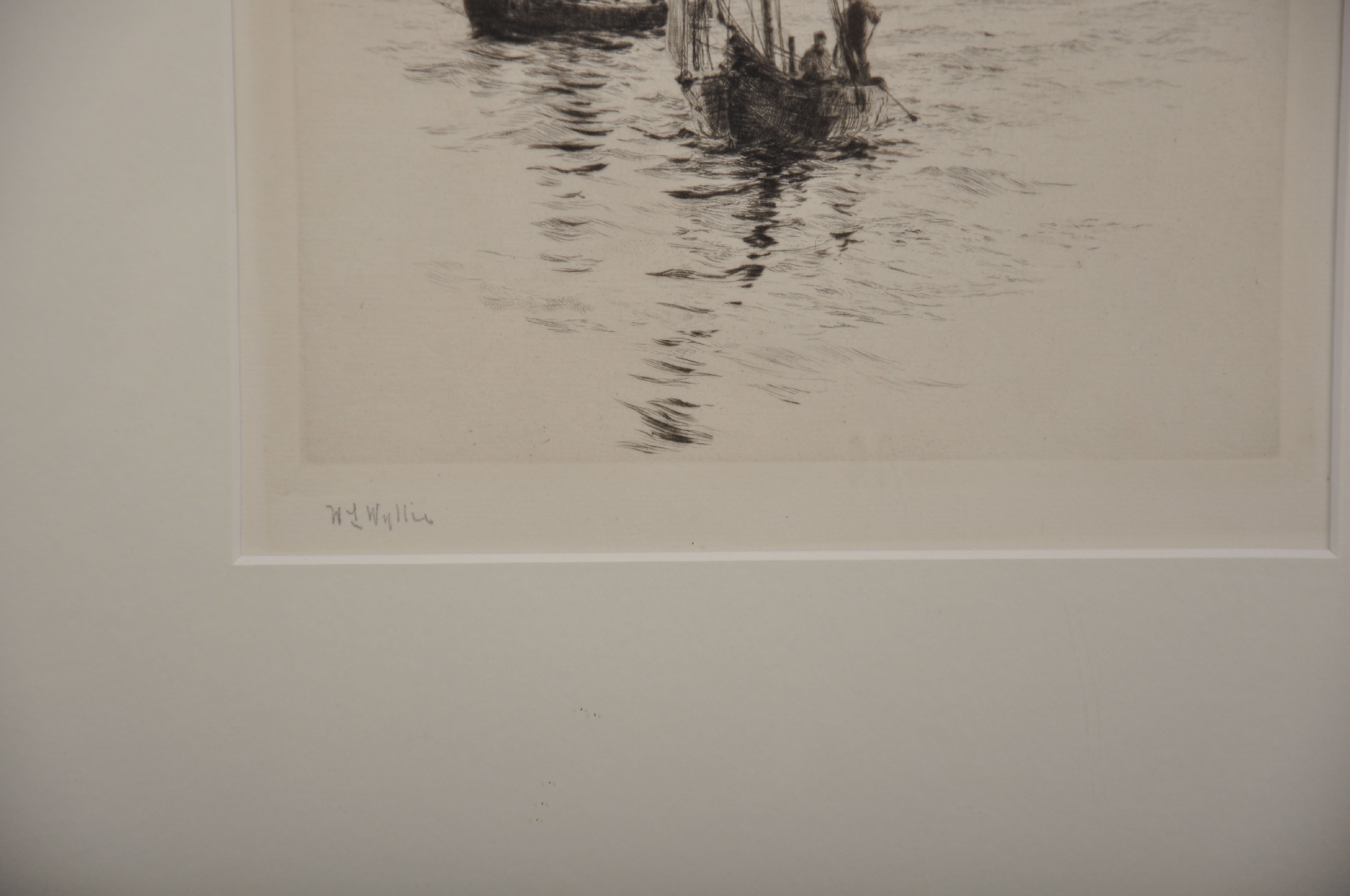 William Lionel Wyllie (1851-1931) British. "Medway Shrimpers", Etching, Signed in Pencil, 9" x 7". - Image 3 of 5