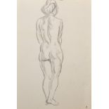 William Edward Greengrass (1896-1970) British. Study of the Back of a Female Nude, Charcoal,