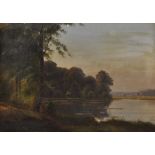 Carl Rubin Schmidt (1885-1969) American. A Tranquil River Landscape, Oil on Canvas, Signed, 11.5"