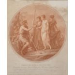 After Angelica Kauffman (1741-1807) British. "Porrigit hic Veneri Lucida Dona Paris", Engraving,