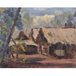 Herman Fraenkel (20th Century) European. A Study of Indonesian Huts, Oil on Canvas laid down,