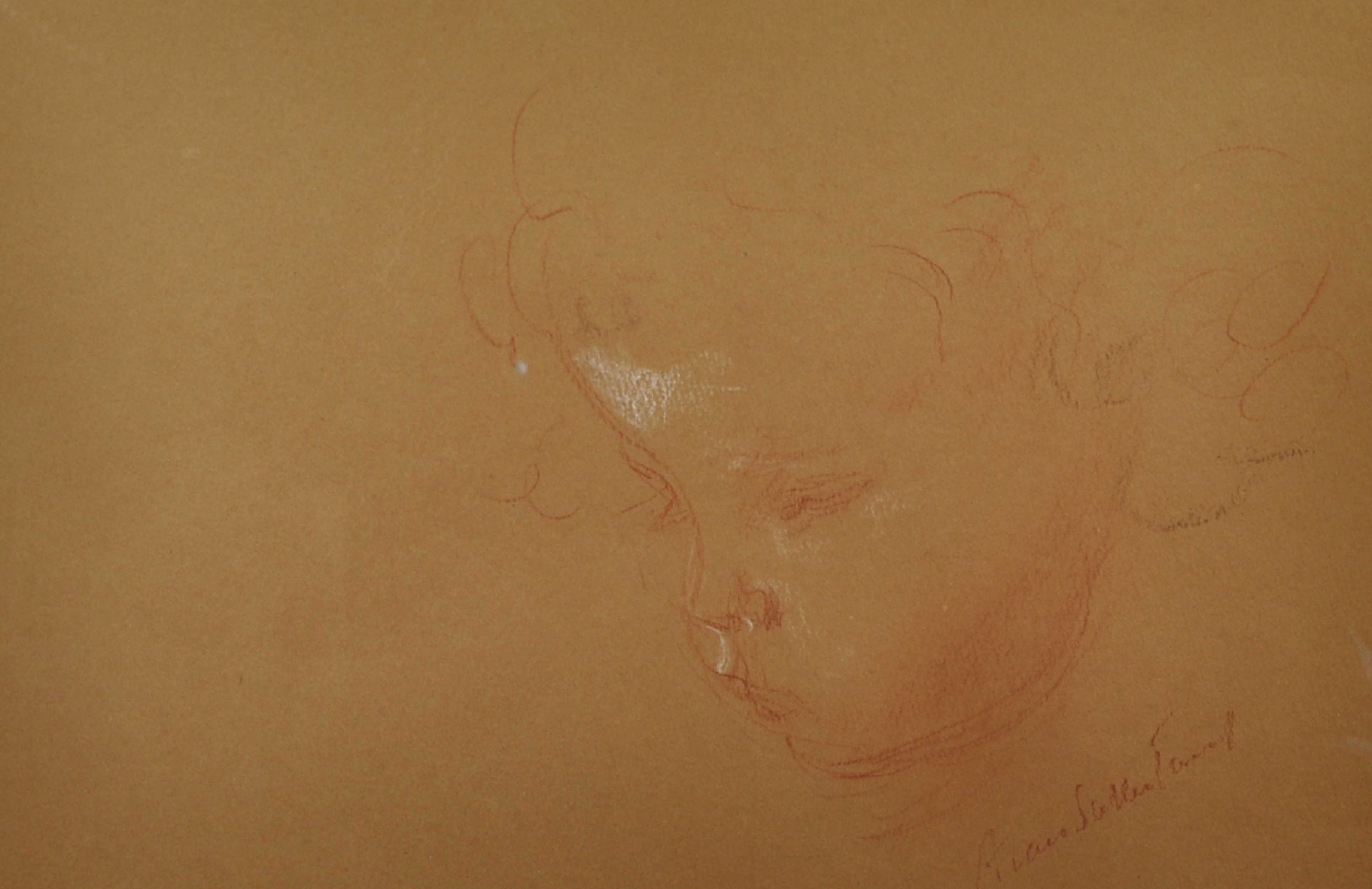Graham Vivian Sutherland (1903-1980) British. "Alan Sutherland", Head of a Boy, Chalk on Brown
