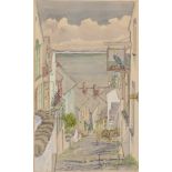 Lucretia Johnson (19th - 20th Century) British. A Street Scene in a Coastal Town, possibly Clovelly,