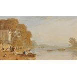 Edmund Dorrell (1778-1857) British. 'The Thames at Putney', Watercolour, Signed with Initials, and