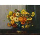Augustus William Enness (1876-1948) British. A Still Life of Flowers in a Vase, Oil on Canvas,