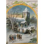 19th Century English School. "Christmas Eve in the Olden Time", Chromolithograph, Unframed, 12" x