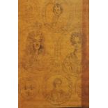 18th Century English School. Study of James II, with other Studies of Family and Heraldic Motifs,