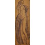 Circle of Augustus Edwin John (1878-1961) British. A Semi Naked Lady, Watercolour and Ink,