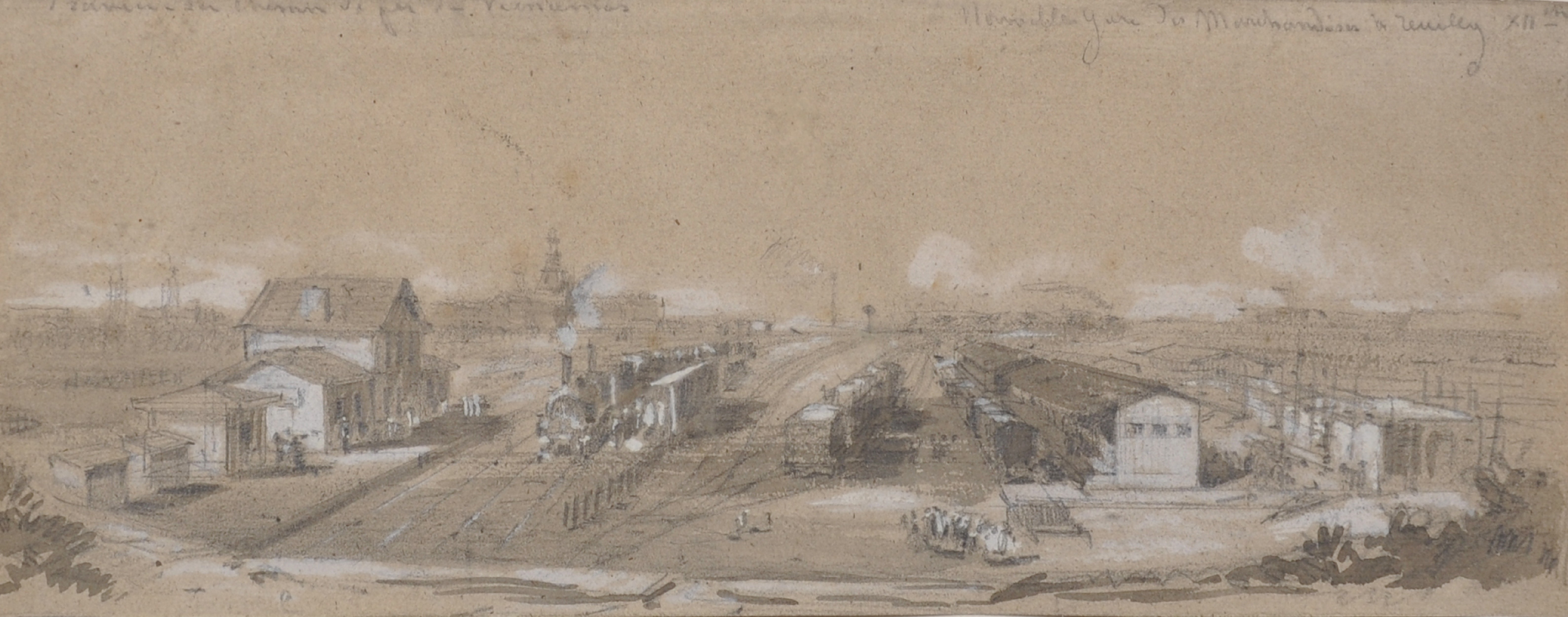 19th Century French School. "Nouvelle Gare de Marchandise, Reuilly, XII e", Study of a Train