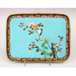 A GOOD JAPANESE MEIJI PERIOD CLOISONNE TRAY ATTRIBUTED TO NAMIKAWA SOSUKE, the tray with a bronze