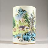 A GOOD CHINESE REPUBLIC STYLE FAMILLE ROSE PORCELAIN BRUSH WASHER, the body of the pot decorated
