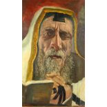 A GOOD EARLY 20TH CENTURY FRAMED OIL ON CANVAS PORTRAIT OF A RABBI - MORNING PRAYER - SYRIL J. ROSS,