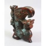 A 20TH CENTURY CHINESE ARCHAIC STYLE CARVED HARDSTONE EWER, the body carved as a dragon, the