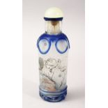 A GOOD 19TH / 20TH CENTURY CHINESE REVERSE PAINTED GLASS & OVERLAY SNUFF BOTTLE,