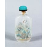 A GOOD 19TH / 20TH CENTURY CHINESE REVERSE PAINTED GLASS SNUFF BOTTLE, the body decorated with two