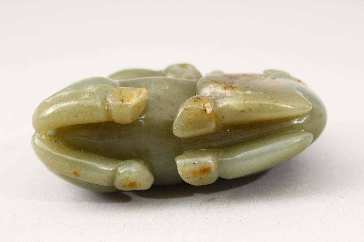 A GOOD 19TH CENTURY CHINESE CARVED JADE FIGURE OF A SEATED HORSE, the horse with a monkey climing - Image 6 of 6