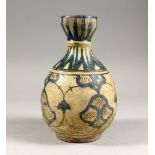 A GOOD 13TH CENTURY TIMURID POTTERY VASE, with floral motif decoration, 18.5cm high.