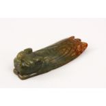 A GOOD 19TH / 20TH CENTURY CHINESE CARVED JADE PENDANT OF A CICADA / INSECT, 6.5cm