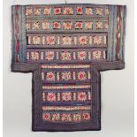 A GOOD 19TH / 20TH CENTURY CHINESE EMBROIDERED SILK BABY CARRY, the textile embroidered with various
