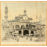 TWO GOOD 19TH CENTURY TEI INDIAN SIGNED PRINTS OF MOSQUES