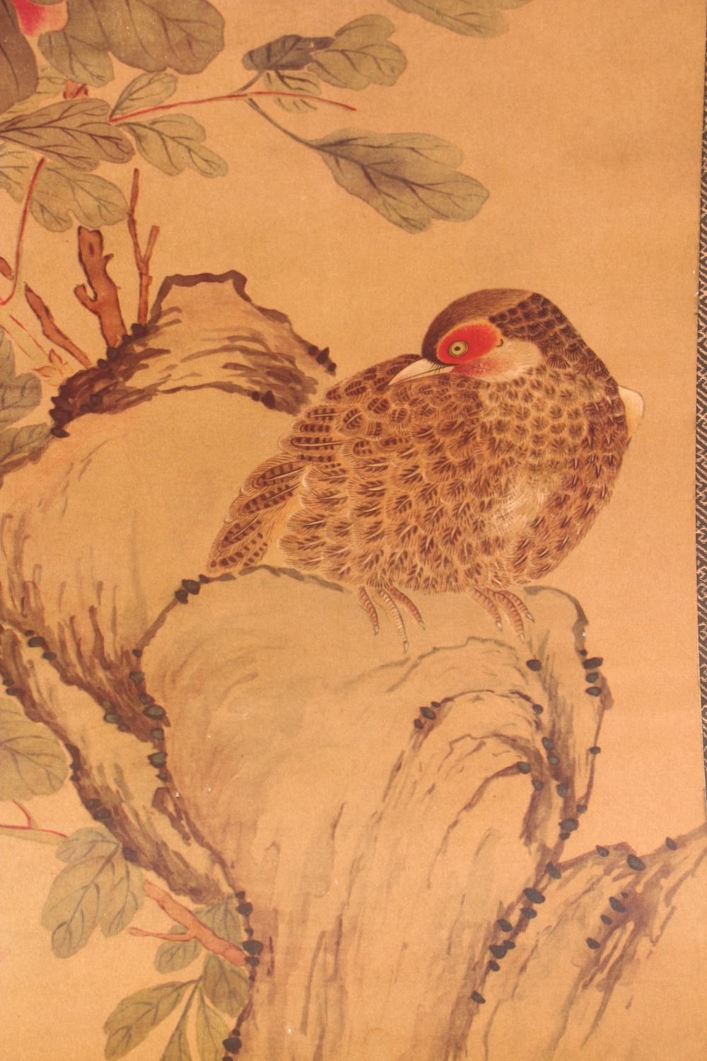 A 20TH CENTURY CHINESE PRINTED HANGING SCROLL PICTURE, depicting pheasants and other birds, 150cm - Image 3 of 4