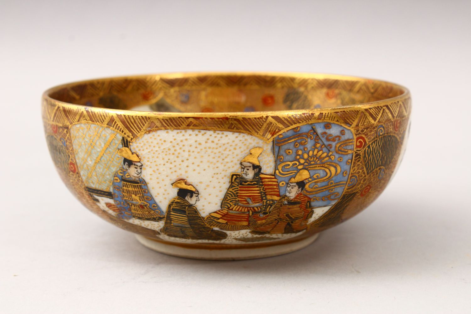 A JAPANESE MEIJI PERIOD SATSUMA IMMORTAL BOWL, the interior of the bowl decorated with scenes of - Image 4 of 7