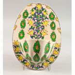 A TURKISH OTTOMAN POTTERY KUTAHYA FOR HOLY WATER, decorated with four colour design, 18cm wide,