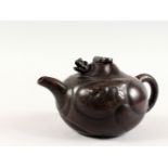 A GOOD CHINESE YIXING CLAY DRAGON TEAPOT, the body of the pot with moulded dragon decoration, the