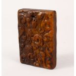 A GOOD CHINESE 19TH / 20TH CENTURY CARVED JADE PENDANT OF CHILONG, the heavy stone pendant carved in