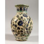 A GOOD 13TH CENTURY SYRIAN POTTERY HUQQA BASE, with floral decoration, 16.5cm high.