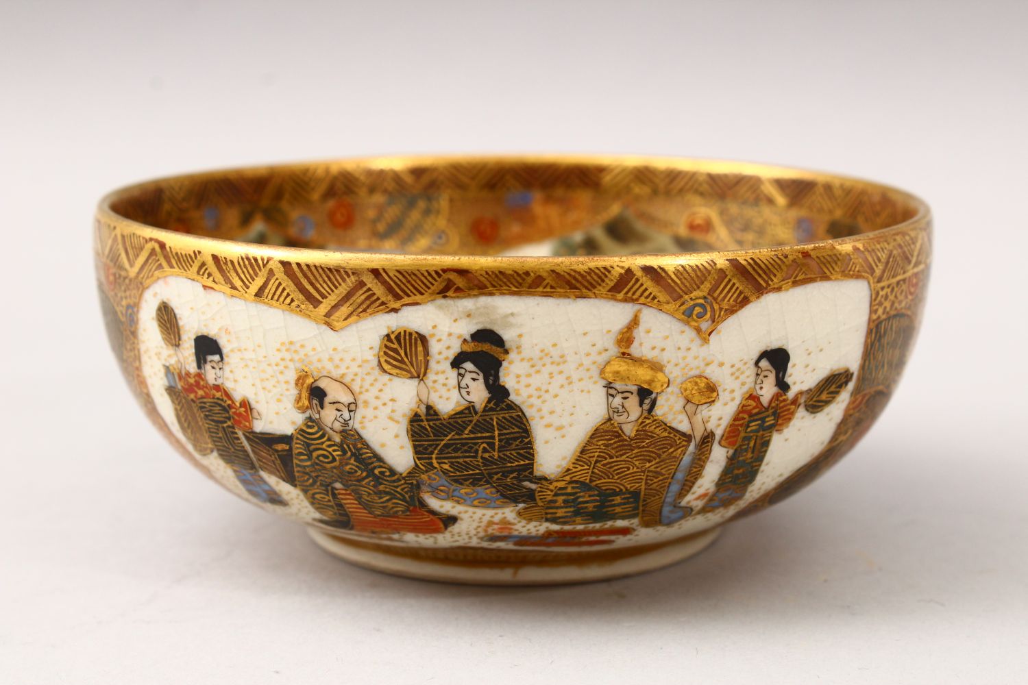 A JAPANESE MEIJI PERIOD SATSUMA IMMORTAL BOWL, the interior of the bowl decorated with scenes of - Image 3 of 7