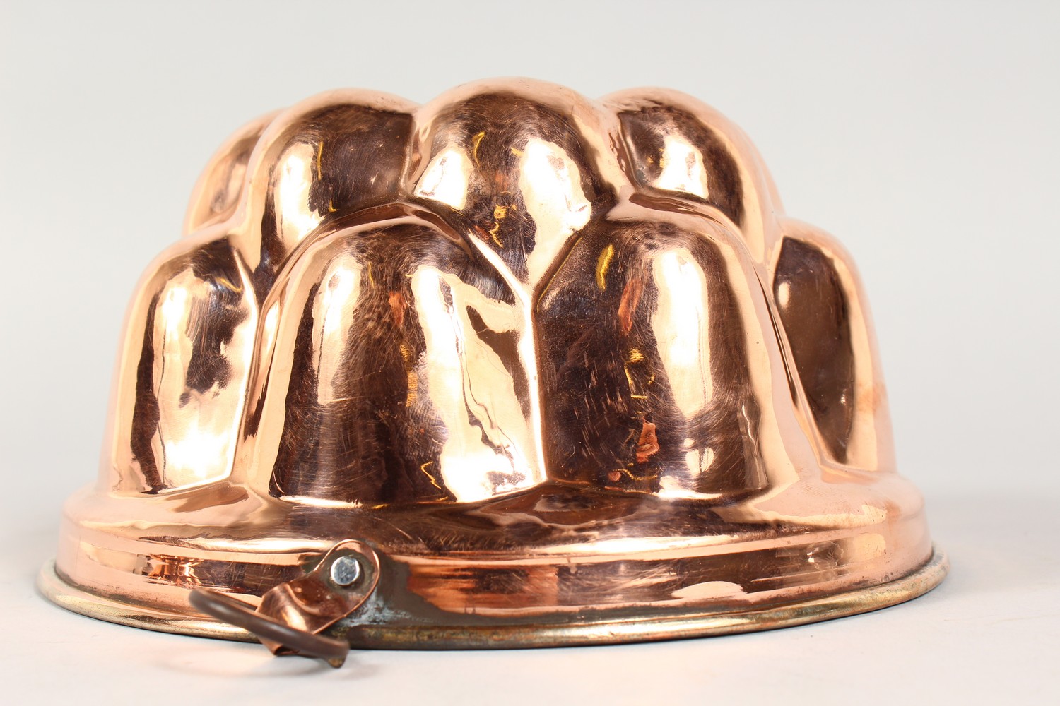 A COPPER JELLY MOULD, and a pair of oval moulds depicting fruit (3). - Image 5 of 6