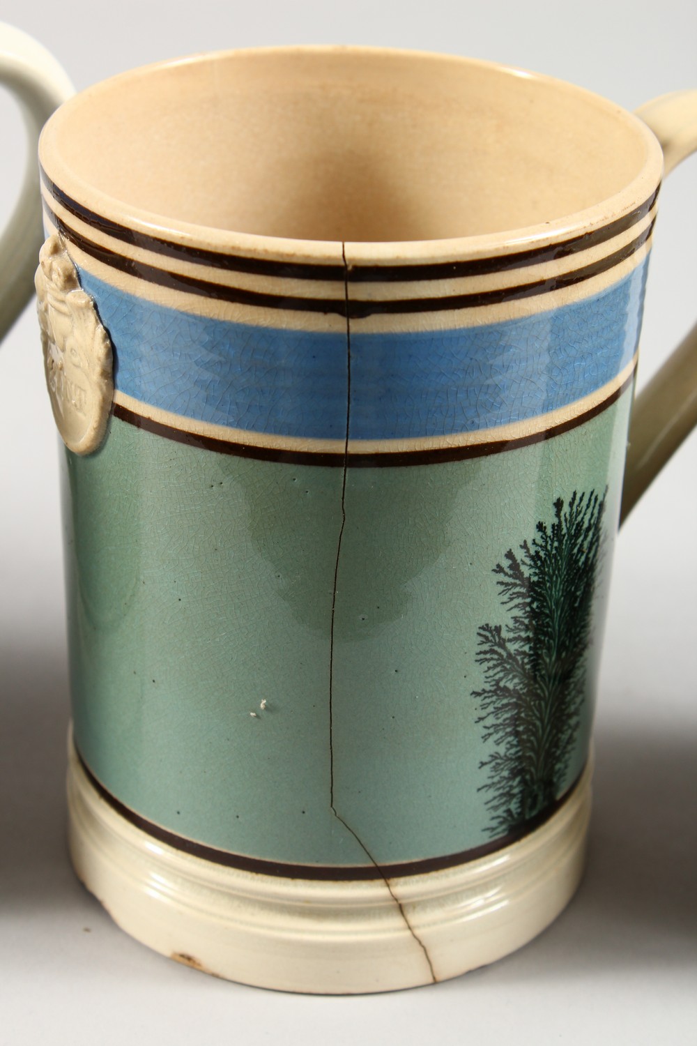 FOUR 19TH CENTURY MOCHA WARE TANKARDS, half pint, 2 x pint and a quart. - Image 8 of 20