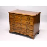 A GEORGE III MAHOGANY STRAIGHT FRONT CHEST OF FOUR LONG GRADUATED DRAWERS, with brushing slide and