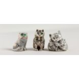 THREE NOVELTY SILVER CATS.