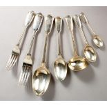 A LARGE CANTEEN OF FIDDLE AND THREAD CUTLERY, comprising ten tablespoons, ten dessert spoons, eleven
