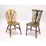 AN 18TH CENTURY OAK COMB BACK SINGLE CHAIR, and a wheelback chair (2).