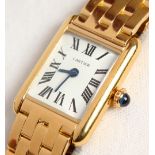 A LADIES 18CT GOLD CARTIER WRISTWATCH, No. 1224, in original Cartier red box.