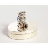 A NOVELTY SILVER TEDDY BEAR PILL BOX.