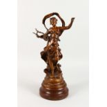 AFTER AUGUSTE MOREAU "POESIE", a spelter figure of a young lady playing a musical instrument.