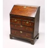 A GOOD SMALL 18TH CENTURY BUREAU, with fall front, fitted interior with well, two short and two long