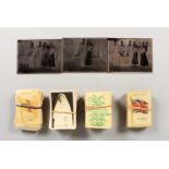 A COLLECTION OF SILK AND OTHER CIGARETTE CARDS along with three photo negatives on glass of a