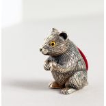 A NOVELTY SILVER HAMSTER PIN CUSHION.