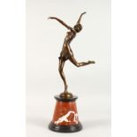 AFTER BRUNO ZACH (1891-1945) AUSTRIAN A GOOD BRONZE FIGURE OF A DANCER. Signed. 18ins high, on a